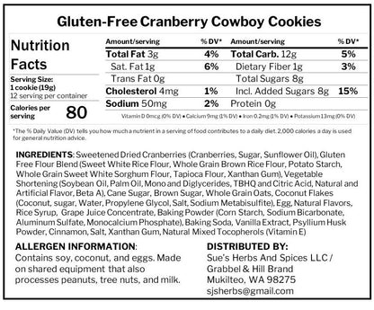 Grabbel & Hill Gluten Free Cranberry Cowboy Cookies.